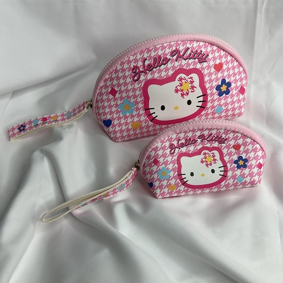 Hello Kitty Two-Piece Set Sanrio Japanese Cute Cosmetic Bag Storage Bag - Picture 1 of 12